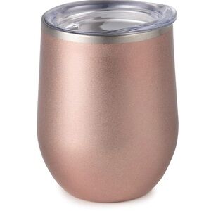 NIB Set of 2 Stainless Steel Stemless Wine Tumblers w Lid,Vacuum Insulated 12 oz